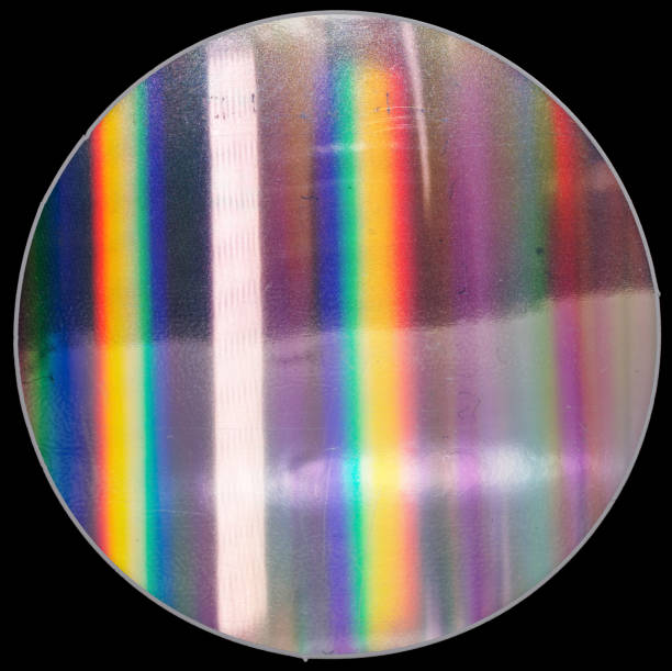 istock Shiny round sticker element. Cool metallic holographic sticky tape shape isolated on black background. 1279145011