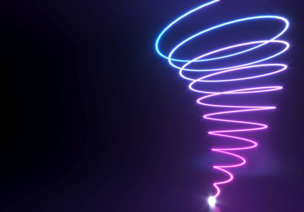 3d illustration. Abstract Tornado neon shapes hologram led wave pulse sine wave