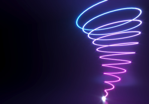 3d illustration. Abstract Tornado neon shapes hologram led wave pulse sine wave