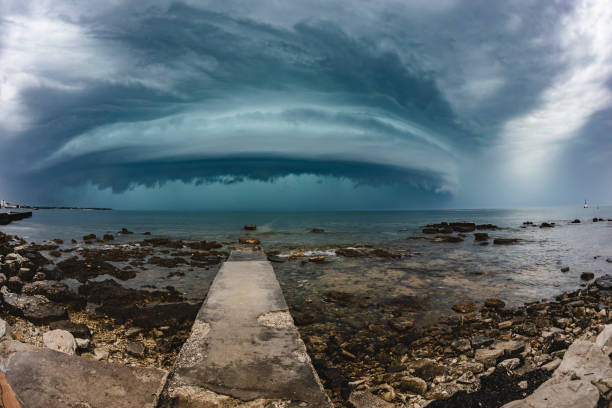 istock Wide Fish Eye View Sea Storm 1279151743