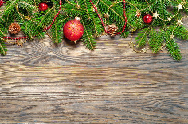 istock Fir branch and red Christmas decorations 1279152439