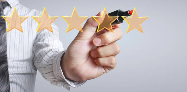 istock Hand draw five star rating. evaluation review concepts 1279153092