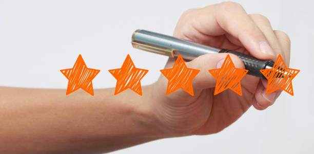 istock Hand draw five star rating. evaluation review concepts 1279153101