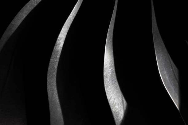 istock Dark background with silver steel blade 1279154977