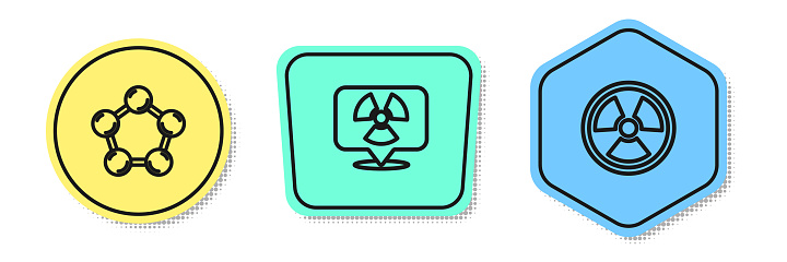 Radioactiv Shape Set Line Molecule Radioactive In Location And Colored Shapes Vector ...