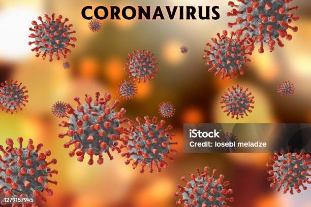 Image Of Flu Covid19 Virus Cell Coronavirus Covid 19 Outbreak Influenza Background Pandemic Medical Health Risk 3d Illustration Concept Stock Photo - Download Image Now