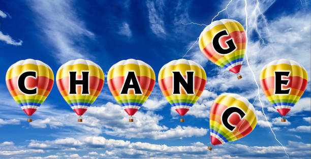 istock Lightning strikes and turns word change to chance, Personal development and career growth or change yourself concept. 3d illustration 1279158037