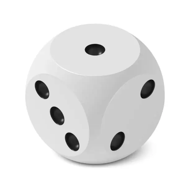 Vector illustration of One isometric craps game dice, matte photo realistic material