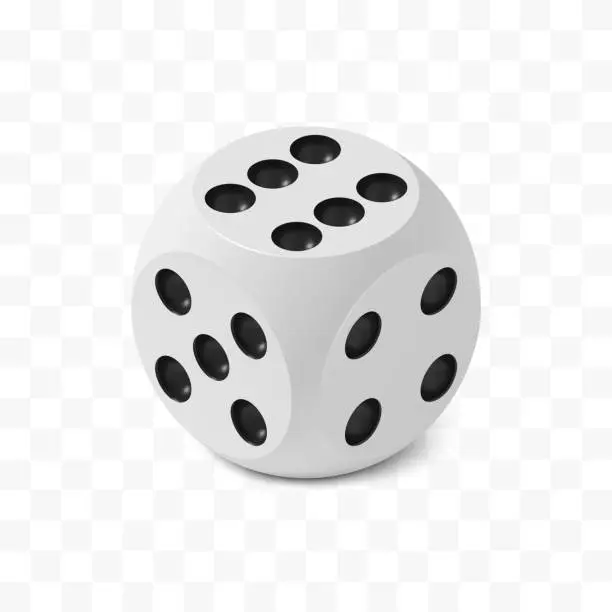 Vector illustration of One isometric craps game dice, matte photo realistic material
