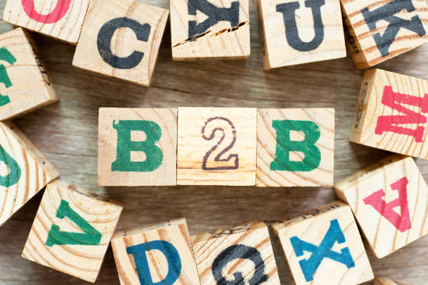 istock Alphabet letter block in word b2b (abbreviation of business to business) with another on wood background 1279159171