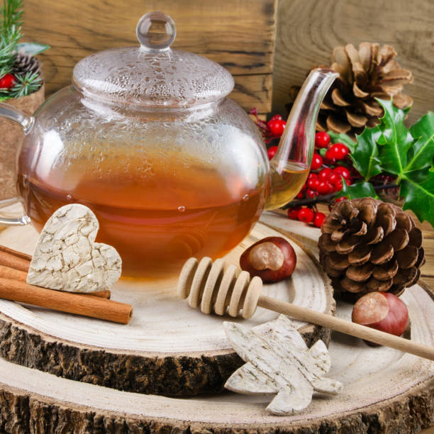 istock Tea time Tea Pot and decoration on wooden table 1279159289