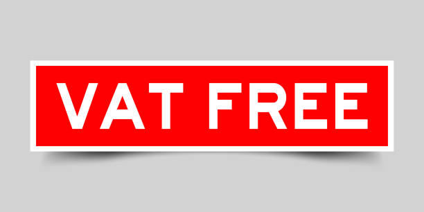istock Label square red sticker in word  vat (Value added tax) freeon gray background (vector) 1279159346
