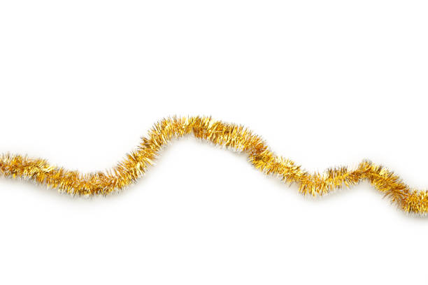 istock Christmas gold tinsel isolated on white background. 1279168621