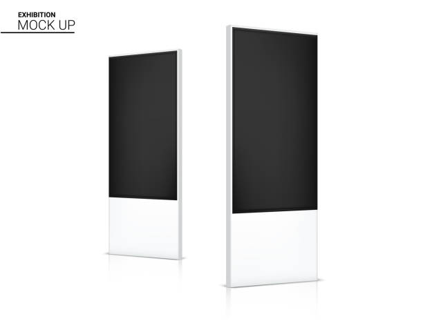 istock Mock up Realistic LED Roll up Banner Kiosk Display 3D POP Booth for Sale Marketing Promotion  Background Illustration. Event Exhibition Concept Design. 1279171533