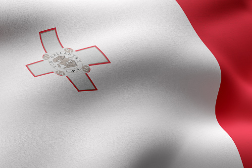 3d rendering of a detail of a silked Malta flag