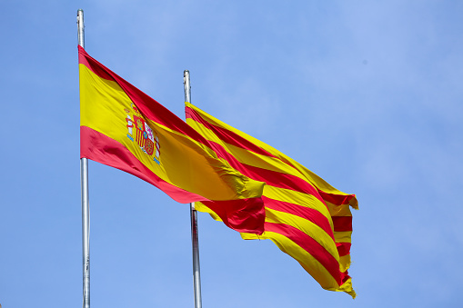 Bandera catalana y española. photo