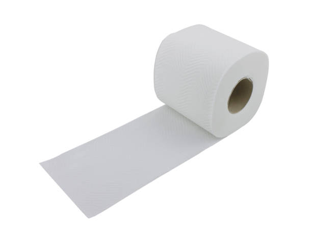 rolo de papel higiênico ou tecido isolado em branco - isolated on white lifestyles industry torn - fotografias e filmes do acervo