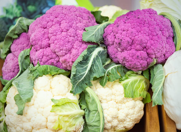 istock Various organic fresh cauliflower on the market 1279176691