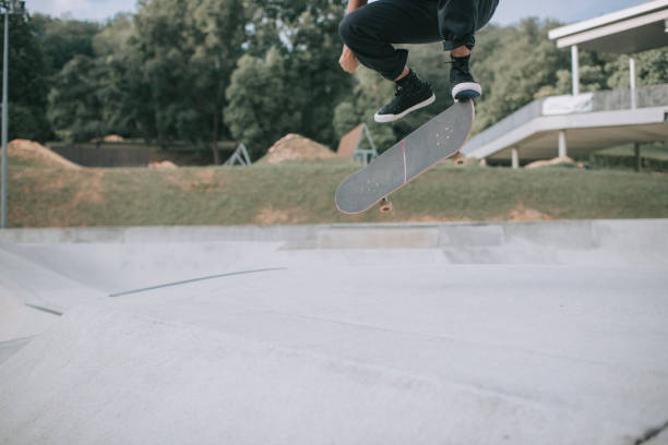 istock Asian skateboarder in action mid air x games 1279180009