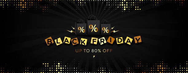 illustrations, cliparts, dessins animés et icônes de élégant premium à la recherche black friday bannière de vente flash avec paillettes d’or brillant / brillants fond vectoriel pour le web, en-tête, et flyer, modèle de conception. - percentage sign flash