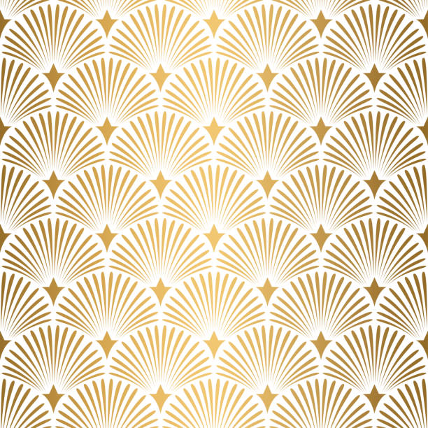 illustrations, cliparts, dessins animés et icônes de motif art déco. fond blanc et or sans couture. décoration de mariage - gold leaf backgrounds gold ornate