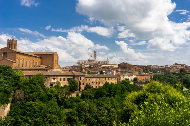 Panoramic view of Siena stock photo