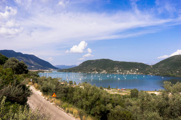 Panoramic view of place in Lefkada stock photo