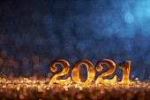 New Year Decoration 2021 - Gold Blue Party Celebration Christmas
