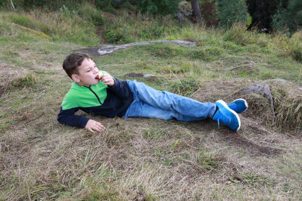 istock Child eating apple On Mount Paaso in Karelia 1279183192