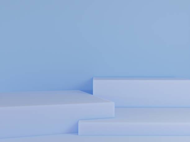 istock Scene with podium for mock up presentation in blue color and minimalism style with copy space, 3d render abstract background design 1279184854