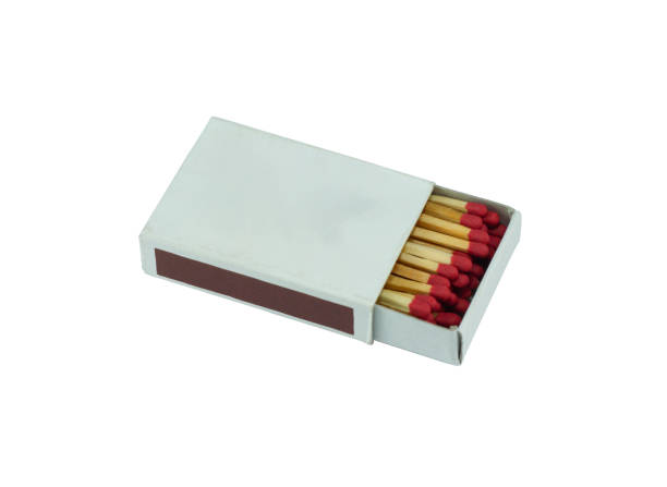 istock red matchbox opened isolated on white background. Side view and Blank space 1279193059