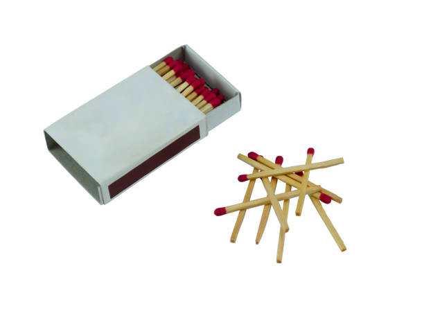 istock matchbox and red matches isolated on white background. Side view and Blank space 1279193155