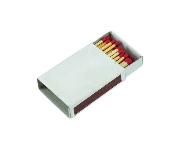 red matchbox opened isolated on white background. Side view and Blank space