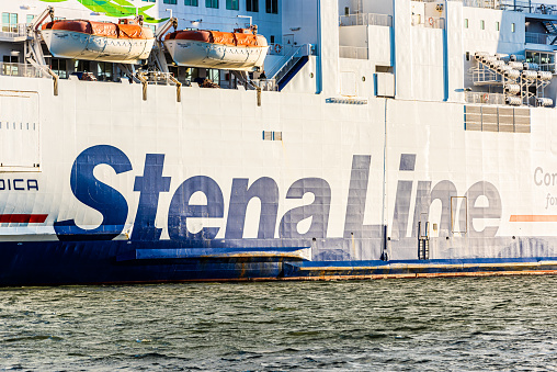 Gothenburg, Sweden - August 24 2020: Ro-Ro passenger ferry Stena Jutlandica arriving at Gothenburg.