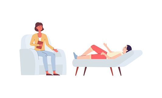 Psychologist And Patient In Therapy Session Cartoon Therapist Listening  Stock Illustration - Download Image Now - iStock