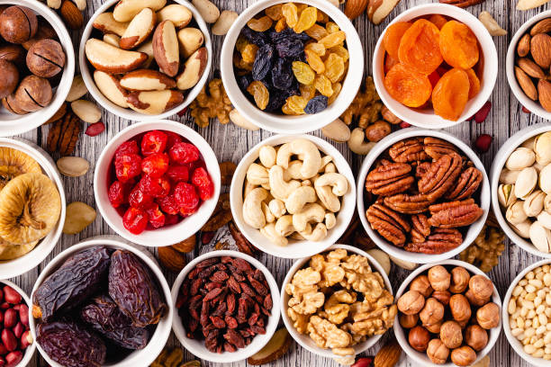 istock Nuts and dried fruits assortment 1279198705