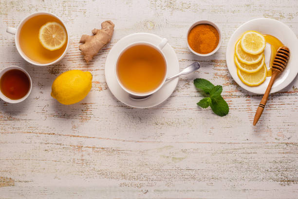 istock Green tea with lemon and honey, Immunity boosting and cold remedies 1279199360
