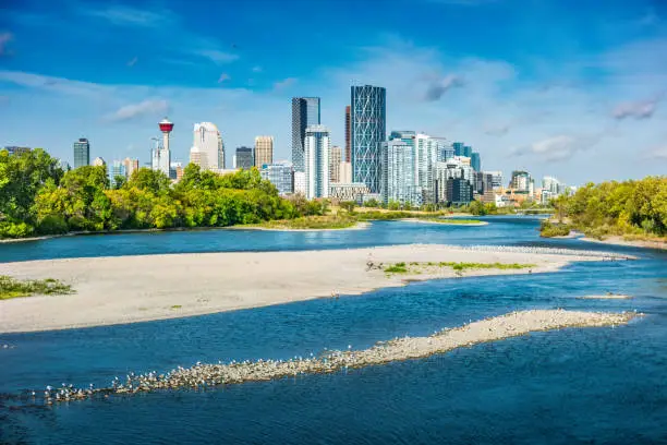 Photo of Skyline of Calgary Bow River Alberta Canada