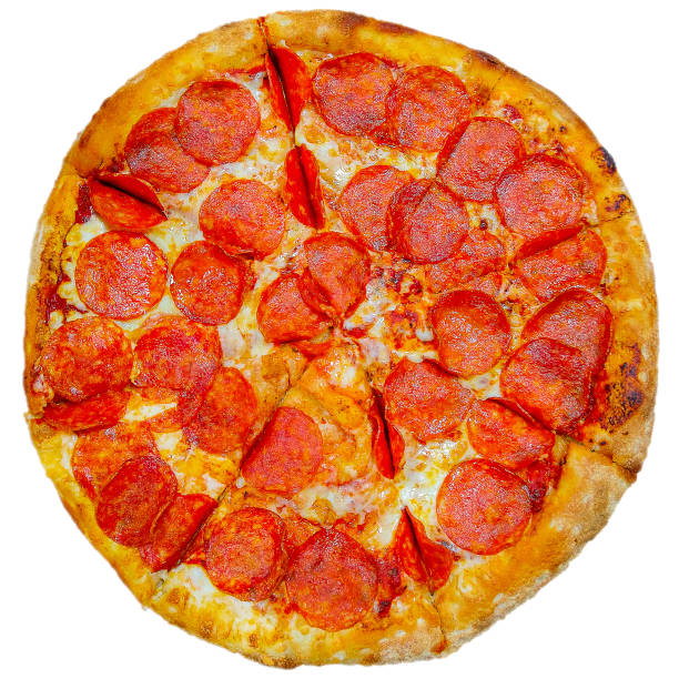 istock Hot pepperoni pizza on white plate 1279202244