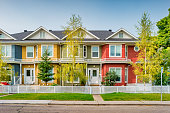 Colorful townhouses in Calgary Alberta Canada