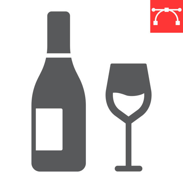 ilustraciones, imágenes clip art, dibujos animados e iconos de stock de icono de glifo de vino, acción de gracias y bebida, vidrio de gráficos vectoriales de signo de vino, icono sólido de trazo editable, eps 10. - wine red wine pouring wineglass