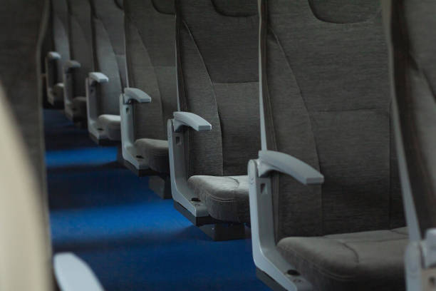 istock Railroad train interior. Inside of russian suburban train 1279206102