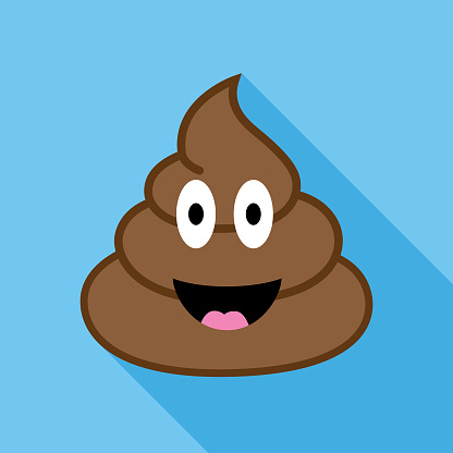 Vector Illustration of a cute poop emoji on a blue background.