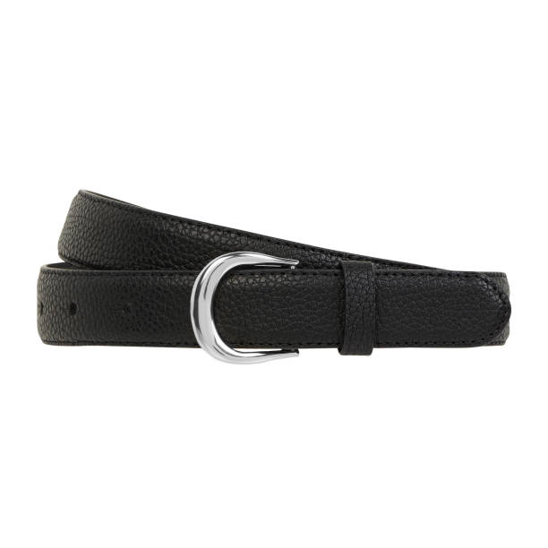 istock Black leath women classic belt, isolated on white background. 1279211090