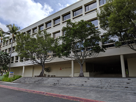 Honolulu - September 19, 2019: East-West Center (John A. Burns Hall).  The East-West Center promotes better relations and understanding among the people and nations of the United States, Asia, and the Pacific through cooperative study, research, and dialogue.