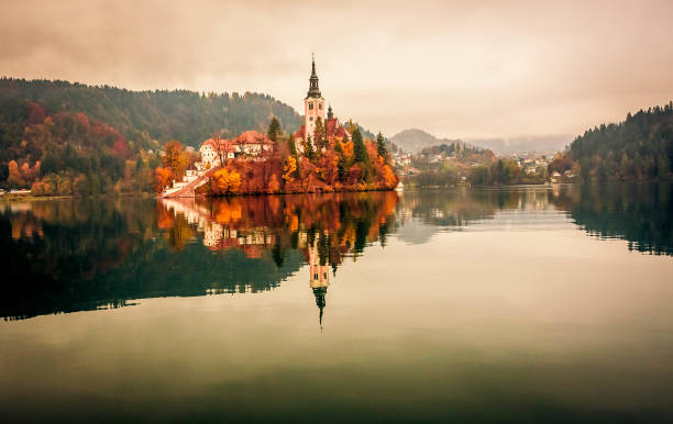 istock Bled Island in autumn colors 1279213726
