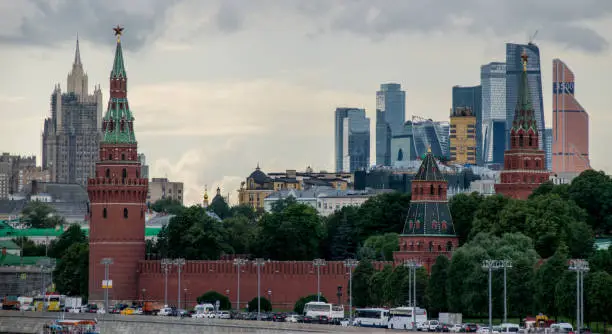 Panorama of Moscow (Kremlin, Moscow city, Stalin skyscrapers)
