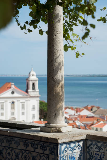 istock stoned column on alfama landscape background in Lisbon 1279215035