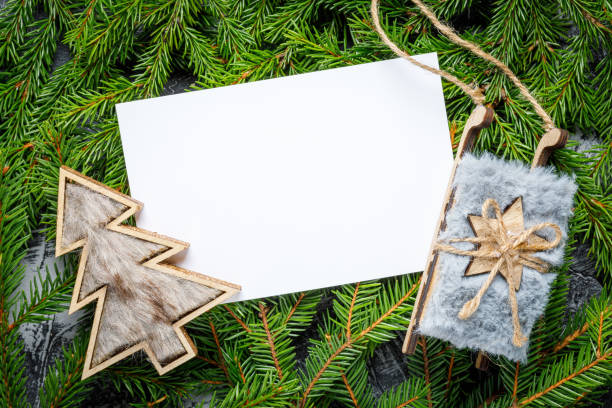 istock christmas greeting card with seasonal decoration, copy space 1279232667
