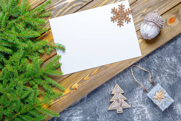istock christmas greeting card with seasonal decoration, copy space 1279232673
